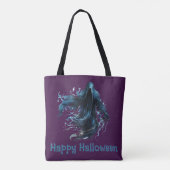 Grim Sensenmann Dark Lila Happy Halloween Tasche (Rückseite)