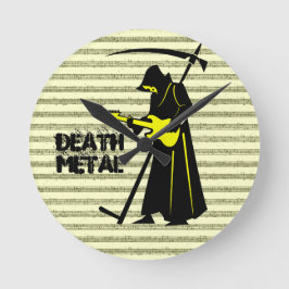 Grim Sensenmann Gitarre ☠️ Gothic Skull 💀 Design Runde Wanduhr