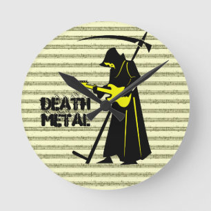 Grim Sensenmann Gitarre ☠️ Gothic Skull 💀 Design Runde Wanduhr