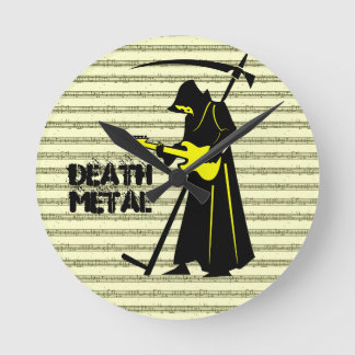 Grim Sensenmann Gitarre ☠️ Gothic Skull 💀 Design Runde Wanduhr