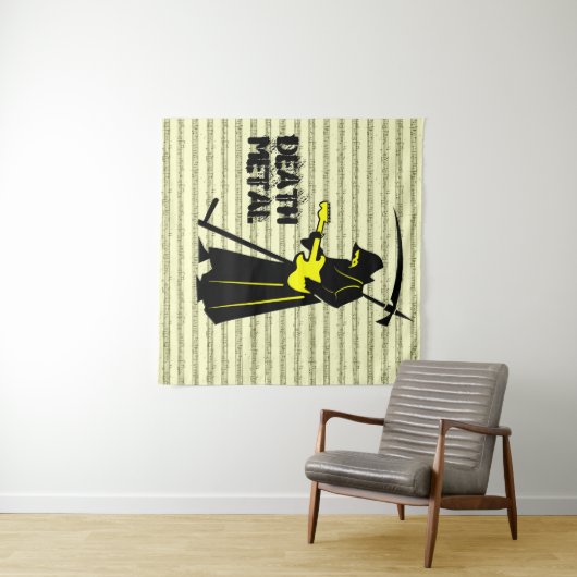 Grim Sensenmann Gitarre ☠️ Gothic Skull Design Wandteppich (Beispiel (Horizontal))