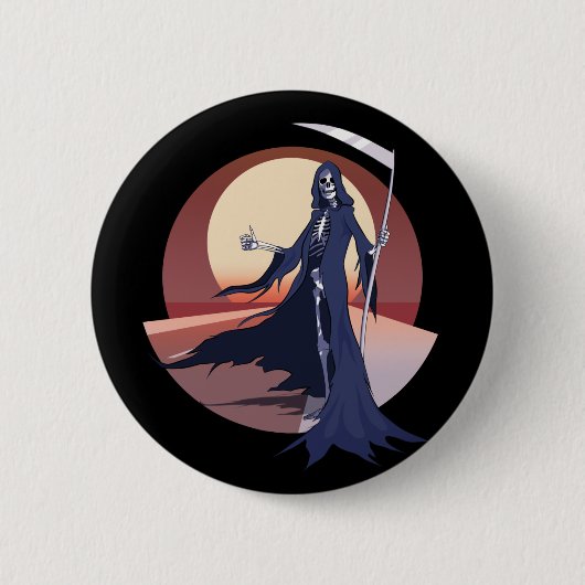 Grim Sensenmann Hitchwandern Button (Vorderseite)