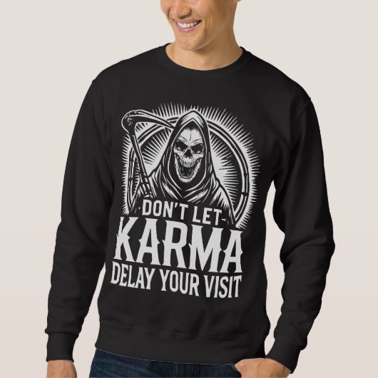 Grim Sensenmann Karma Warning - Dark Gothic Art Sweatshirt (Vorderseite)
