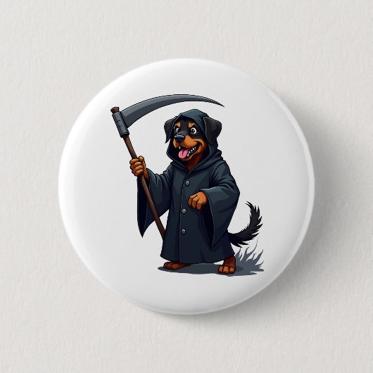 Grim Sensenmann Rottweiler Dog Button (Vorderseite)