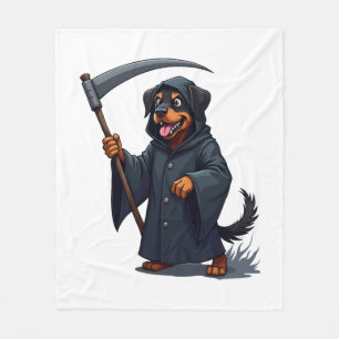 Grim Sensenmann Rottweiler Dog Fleecedecke