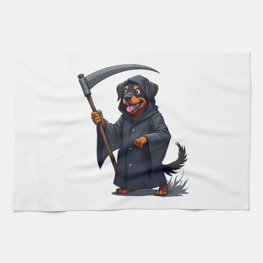 Grim Sensenmann Rottweiler Dog Geschirrtuch (Horizontal)