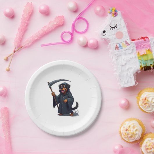 Grim Sensenmann Rottweiler Dog Pappteller (Party)