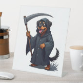 Grim Sensenmann Rottweiler Dog Sockelschild (In Situ)