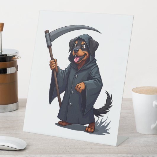 Grim Sensenmann Rottweiler Dog Sockelschild (In Situ)