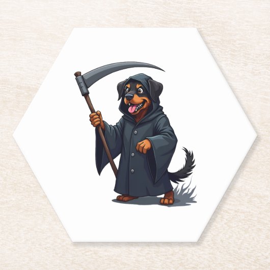 Grim Sensenmann Rottweiler Dog Untersetzer (Vorderseite)