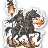 Grim Sensenmann Skeleton Reiten Reiten Flammen Aufkleber (Vorderseite)