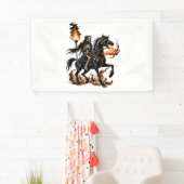 Grim Sensenmann Skeleton Reiten Reiten Flammen Banner (Insitu)