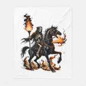 Grim Sensenmann Skeleton Reiten Reiten Flammen Fleecedecke (Vorderseite)