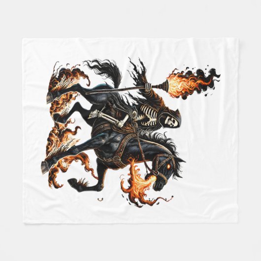 Grim Sensenmann Skeleton Reiten Reiten Flammen Fleecedecke (Vorderseite (Horizontal))