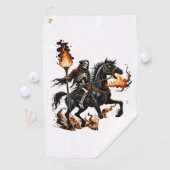 Grim Sensenmann Skeleton Reiten Reiten Flammen Golfhandtuch (Insitu)