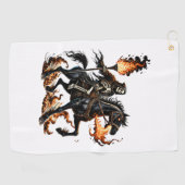 Grim Sensenmann Skeleton Reiten Reiten Flammen Golfhandtuch (Horizontal)