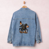 Grim Sensenmann Skeleton Reiten Reiten Flammen Jeansjacke (Hangar)