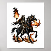 Grim Sensenmann Skeleton Reiten Reiten Flammen Poster (Vorne)