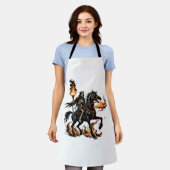 Grim Sensenmann Skeleton Reiten Reiten Flammen Schürze (Getragen)