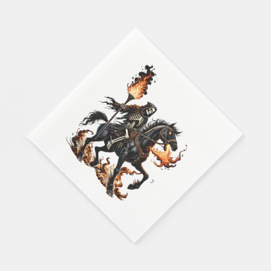 Grim Sensenmann Skeleton Reiten Reiten Flammen Serviette (Ecke)