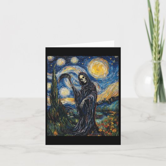 Grim Sensenmann Skeleton - Van Gogh Style - Starry Karte (Vorderseite)