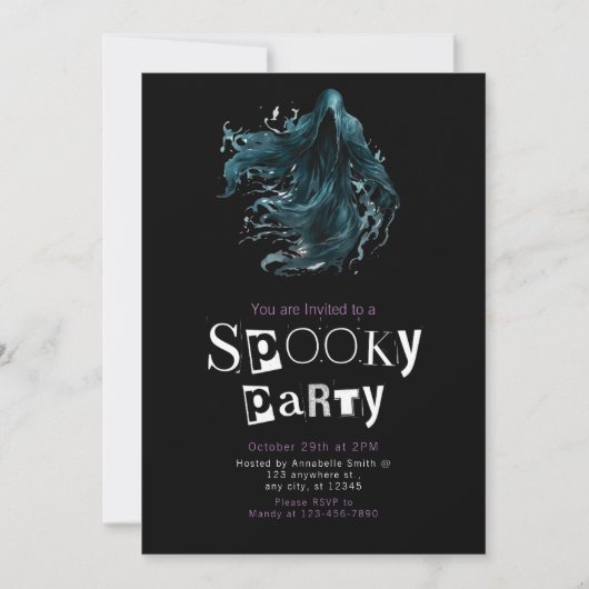 Grim Sensenmann Spooky Halloween-Party Einladung (Vorderseite)