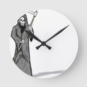 Grim Sensenmann Vector Sketch Runde Wanduhr