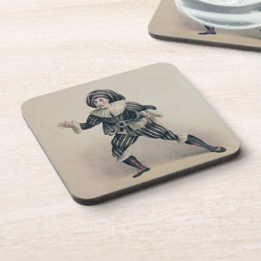 Grimaldi als Scaramouche, vom Commedia dell'Ar Untersetzer (Linke Seite)