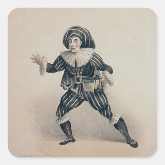 Grimaldi als Scaramouche, von der Commedia dell'Ar Quadratischer Aufkleber (Vorderseite)