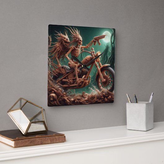 Grimbone und Skulldust montierten ihren großen Cho Quadratische Wanduhr (Büro)