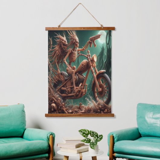 Grimbone und Skulldust montierten ihren großen Cho Wandteppich Mit Holzrahmen (Wohnzimmer)