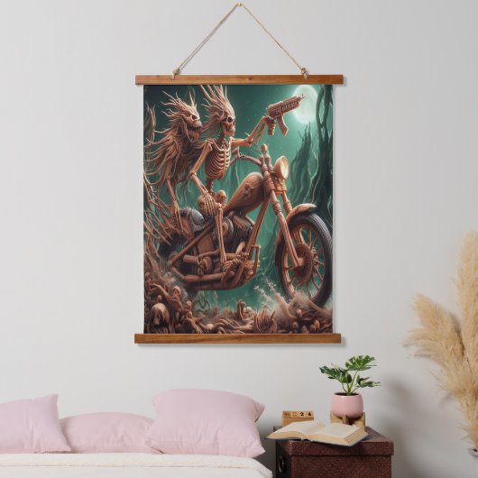 Grimbone und Skulldust montierten ihren großen Cho Wandteppich Mit Holzrahmen (Schlafzimmer)