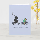 Grimischer Sensenmann auf Rädern | Dunkler Spaß Ge Karte (Gelbe Blume)