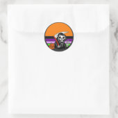 Grimischer Sensenmann - Halloween Sunset Jack O'La Runder Aufkleber (Tasche)