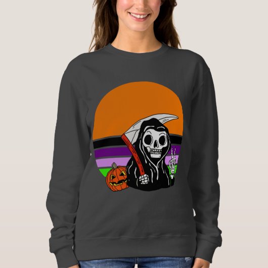 Grimischer Sensenmann - Halloween Sunset Jack O'La Sweatshirt (Vorderseite)