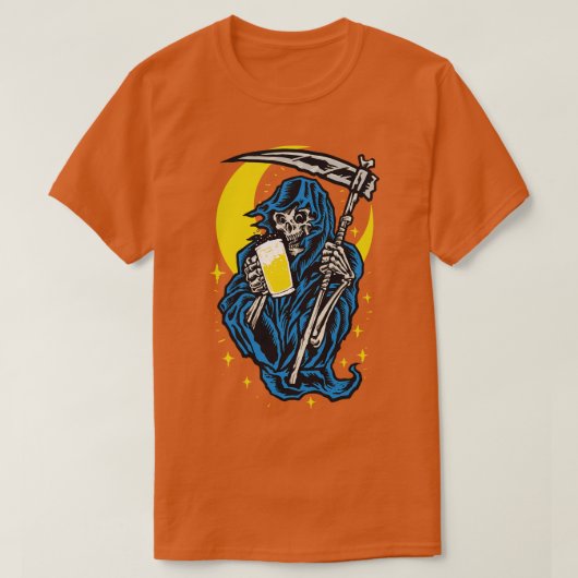 Grimischer Sensenmann mit Bier T-Shirt (Design vorne)