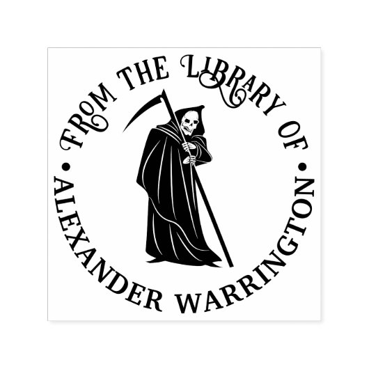 Grimischer Sensenmann Silhouette #2 Round Library Permastempel (Design)