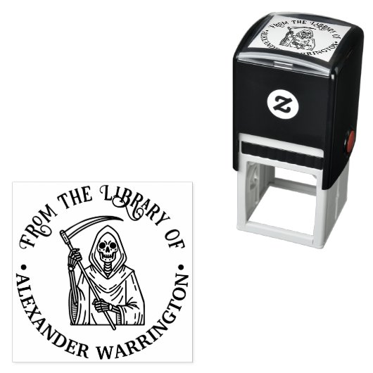 Grimischer Sensenmann Silhouette #3 Round Library  Permastempel (Beispiel)