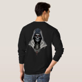 "Grimischer Sensenmann Skull Long Sleeve T - Shirt (Schwarz voll)