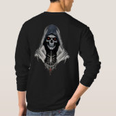 "Grimischer Sensenmann Skull Long Sleeve T - Shirt (Rückseite)