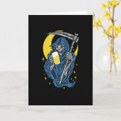 Grimischer Sensenmann trinken Bier Karte (Gelbe Blume)