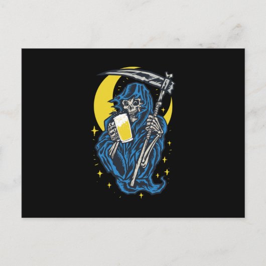 Grimischer Sensenmann trinken Bier Postkarte (Vorderseite)