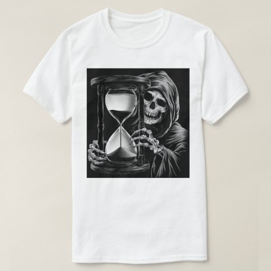 Grimischer Sensenmann und Stundenglas T-Shirt (Design vorne)