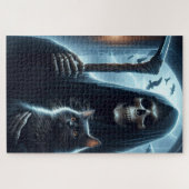 Grimm Reeper und Black Cat Halloween Puzzle (Horizontal)