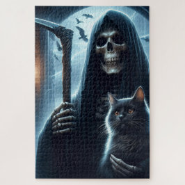 Grimm Reeper und Black Cat Halloween Puzzle