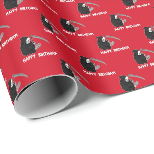 Grimm Sensenmann Glücklich Geburtstag!! Geschenkpapier (Rolleneckpunkt)