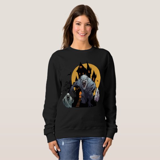 Grimmige Grinning Ghosts Sweatshirt (Vorne ganz)