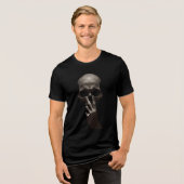 Grimmige Reflektion: Skull & Dunkle Hand Tri-Blend Shirt (Vorderseite voll)