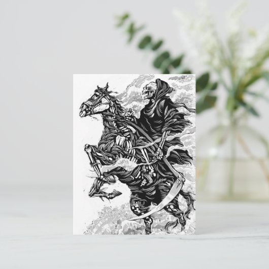 Grimmige Sensenmann BW-Postkarte Postkarte (Stehend Vorderseite)