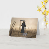 Grimmige Sensenmann-Faltkarte Karte (Gelbe Blume)